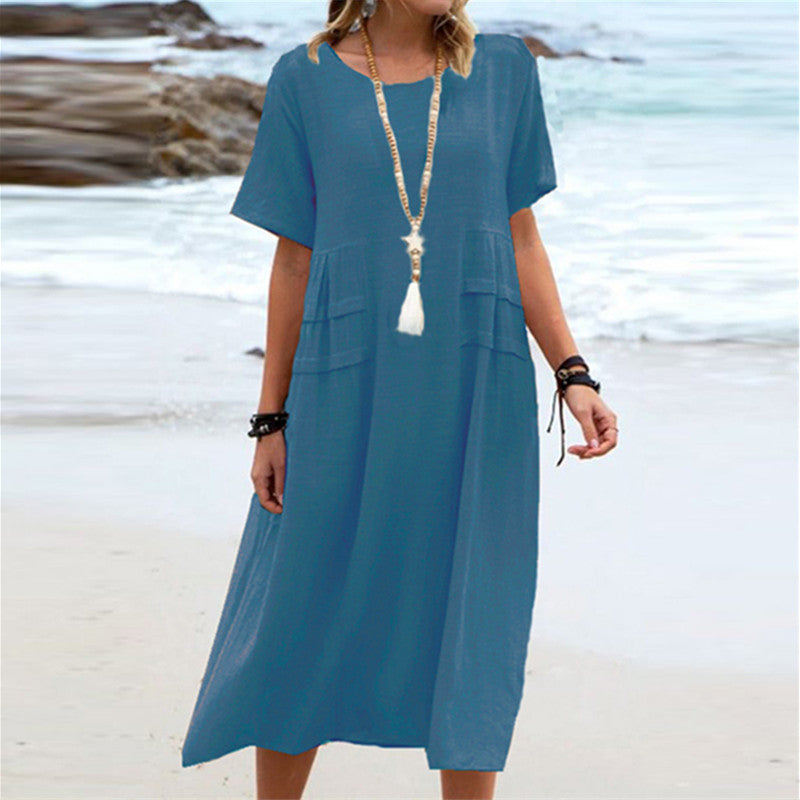 Women's Summer Loose Casual Midi Mid-length Dress