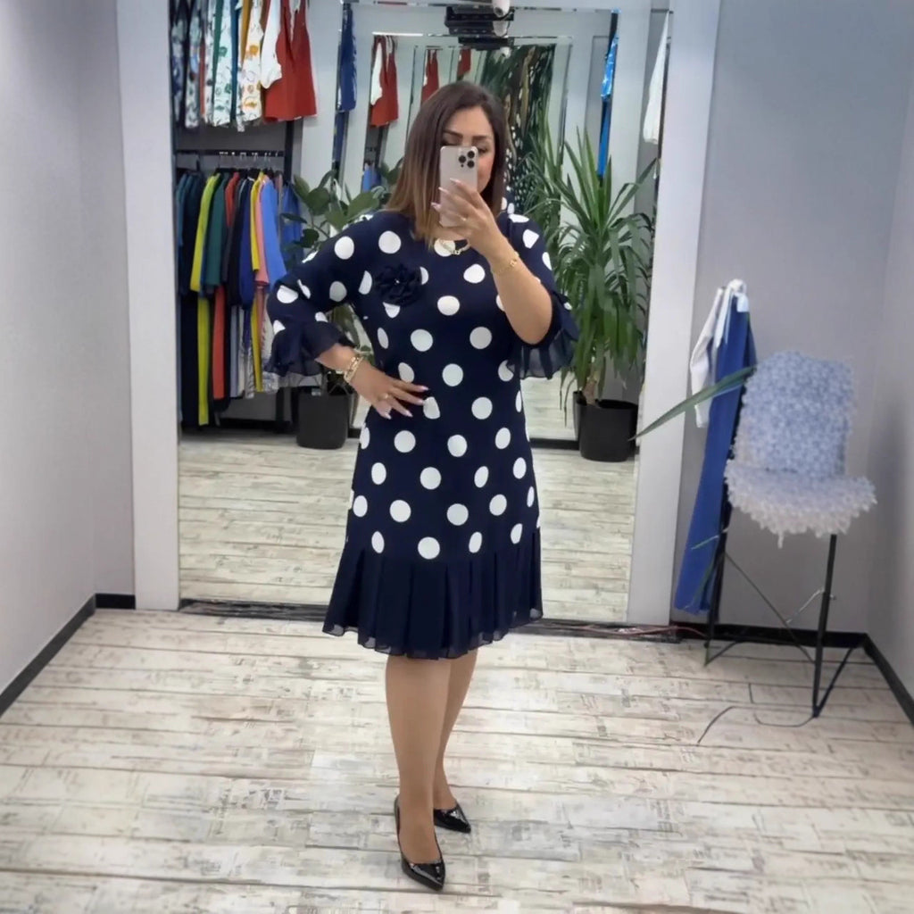 Women's Polka Dot Pleated Stitching Dress