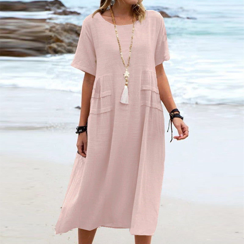 Women's Summer Loose Casual Midi Mid-length Dress
