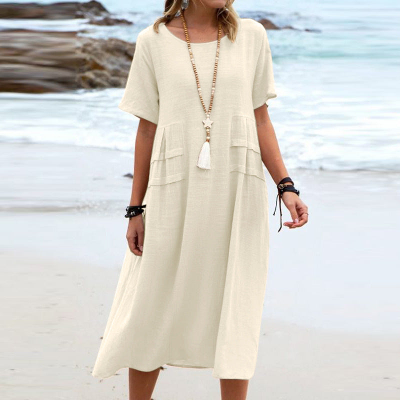 Women's Summer Loose Casual Midi Mid-length Dress