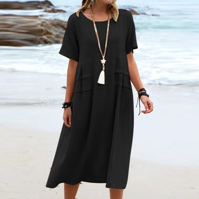 Women's Summer Loose Casual Midi Mid-length Dress