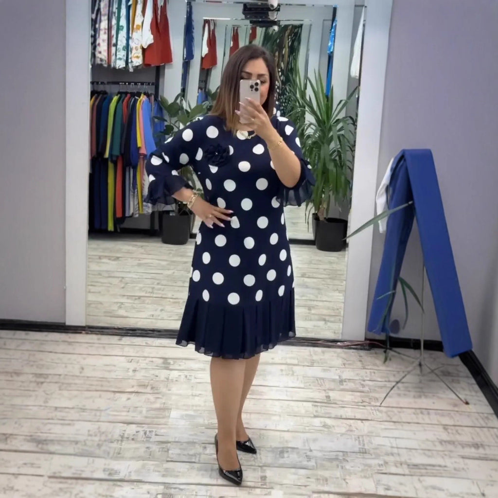Women's Polka Dot Pleated Stitching Dress