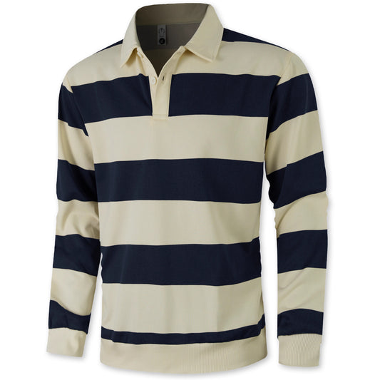 Business Knitwear Striped Contrasting Color Button Long Sleeve